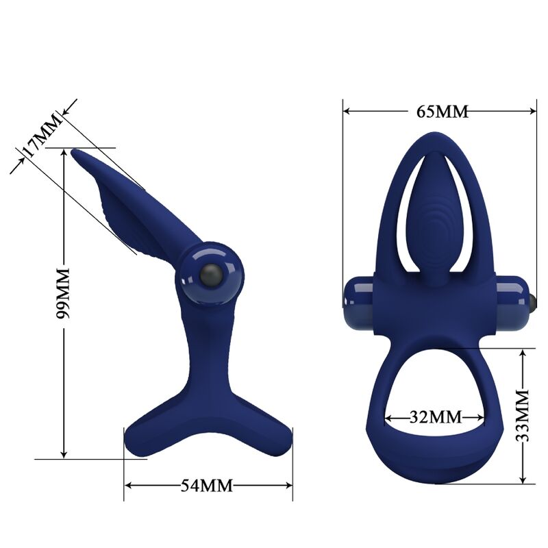 PRETTY LOVE - MAT DOUBLE RING WITH VIBRATION & STIMULATOR BLUE - Amore24
