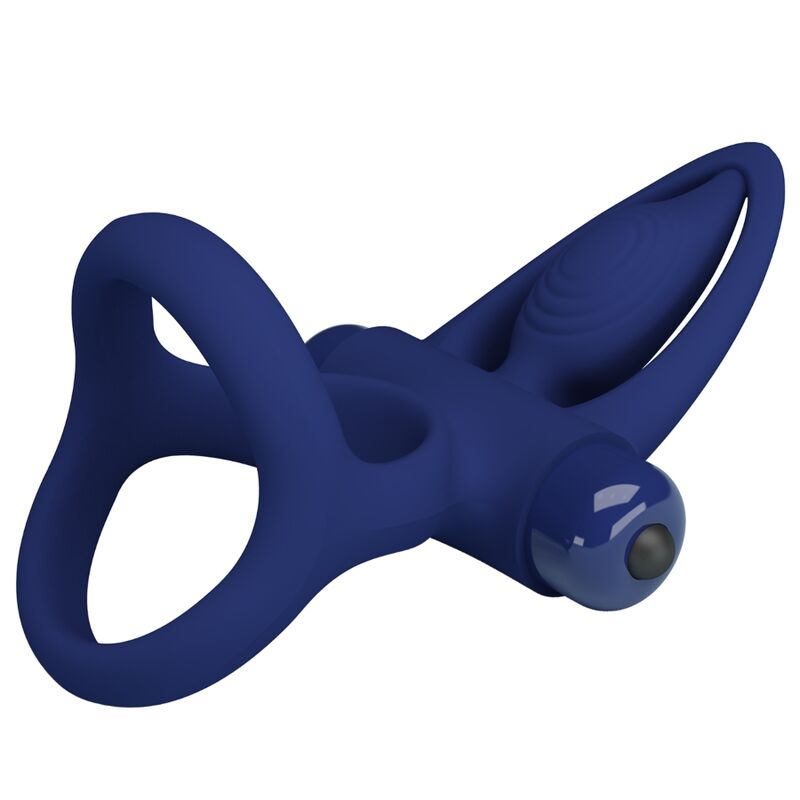 PRETTY LOVE - MAT DOUBLE RING WITH VIBRATION & STIMULATOR BLUE - Amore24