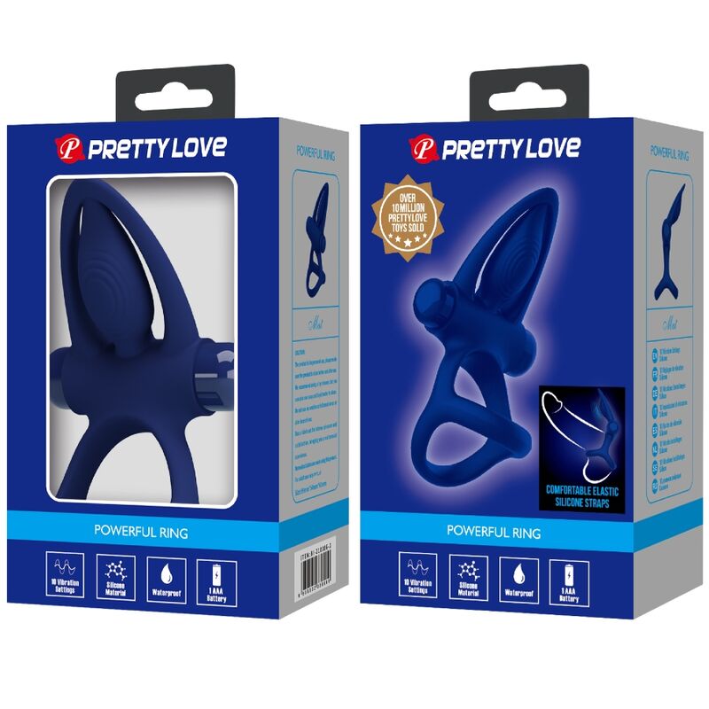 PRETTY LOVE - MAT DOUBLE RING WITH VIBRATION & STIMULATOR BLUE - Amore24