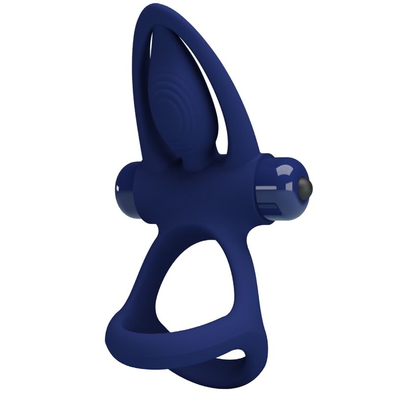 PRETTY LOVE - MAT DOUBLE RING WITH VIBRATION & STIMULATOR BLUE - Amore24