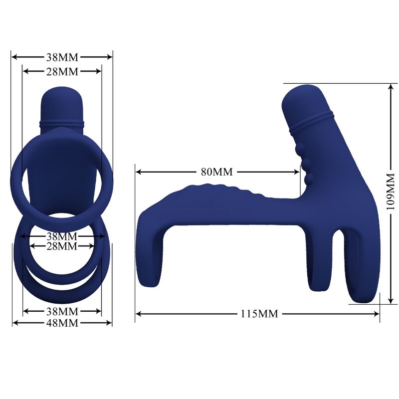 PRETTY LOVE - ELISH VIBRATING RING WITH EXTENSION BLUE - Amore24