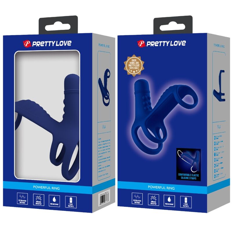 PRETTY LOVE - ELISH VIBRATING RING WITH EXTENSION BLUE - Amore24