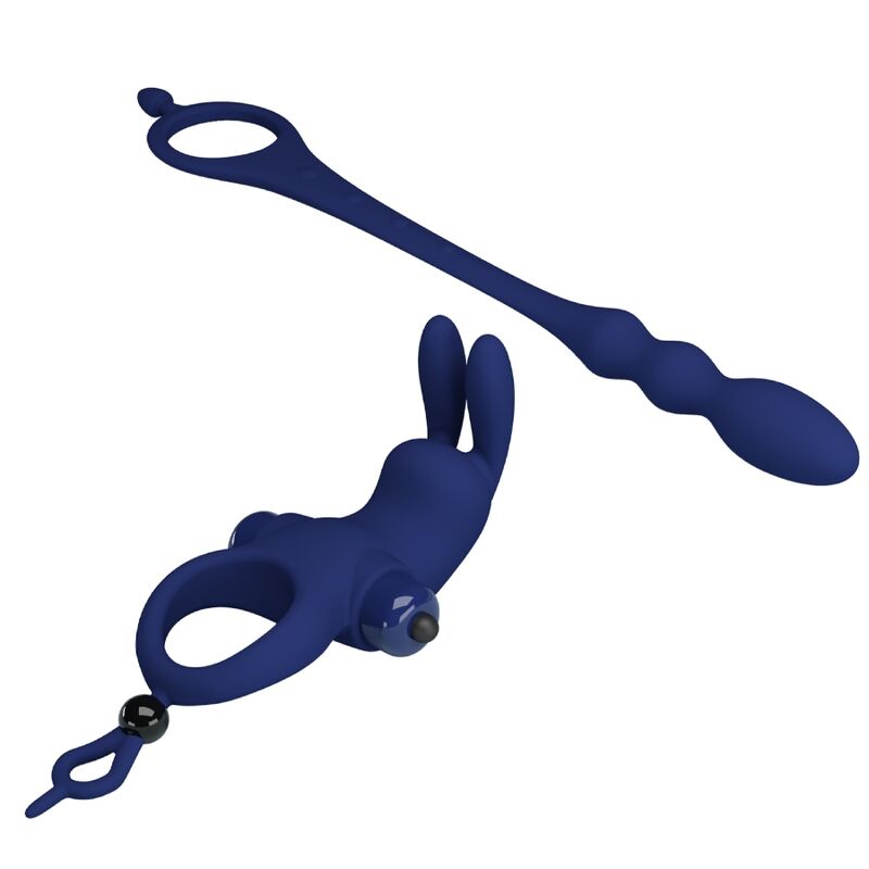 PRETTY LOVE - AYAD RABBIT VIBRATOR RING WITH PLUG BLUE - Amore24