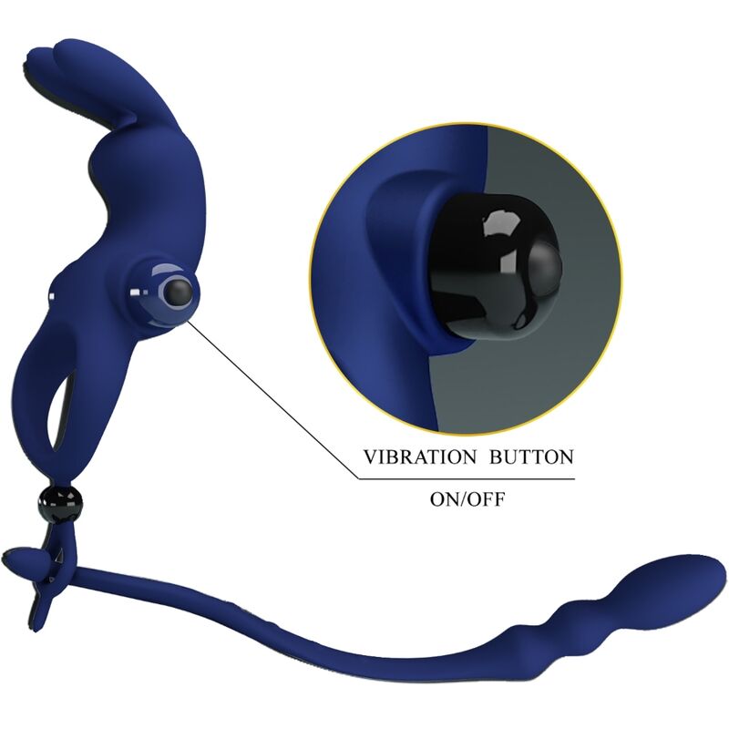 PRETTY LOVE - AYAD RABBIT VIBRATOR RING WITH PLUG BLUE - Amore24
