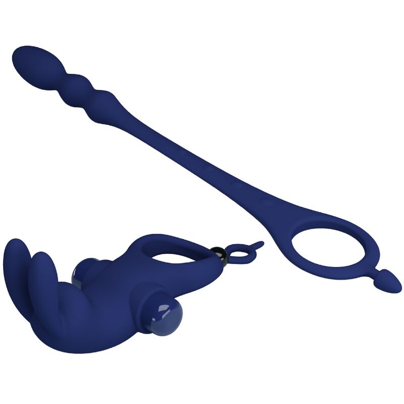 PRETTY LOVE - AYAD RABBIT VIBRATOR RING WITH PLUG BLUE - Amore24