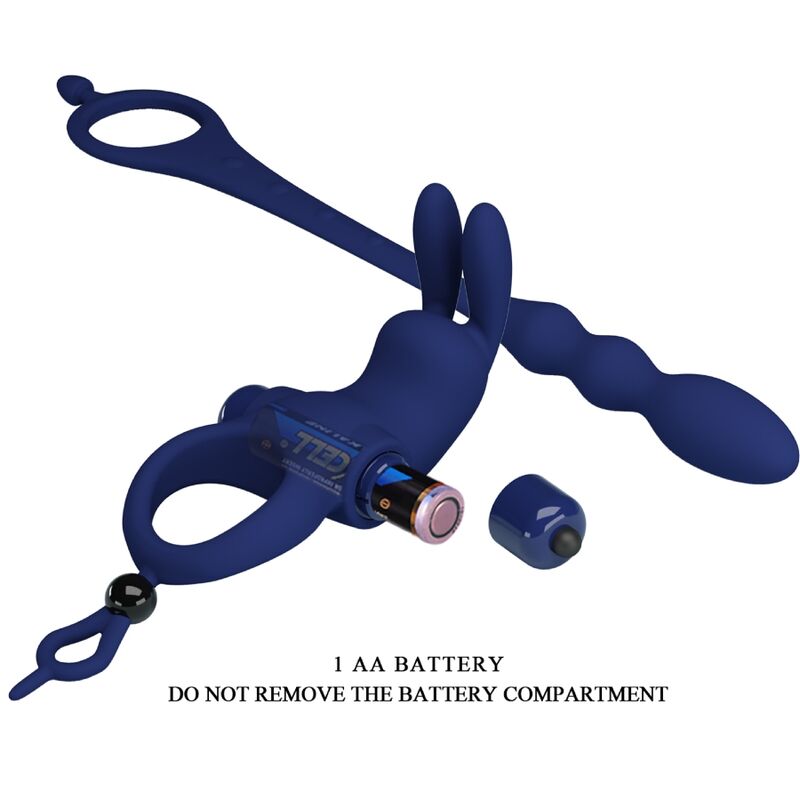PRETTY LOVE - AYAD RABBIT VIBRATOR RING WITH PLUG BLUE - Amore24