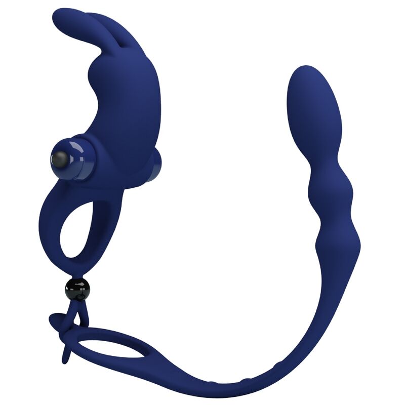 PRETTY LOVE - AYAD RABBIT VIBRATOR RING WITH PLUG BLUE - Amore24