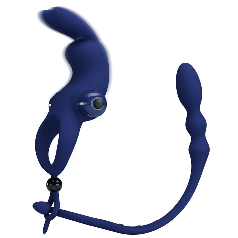 PRETTY LOVE - AYAD RABBIT VIBRATOR RING WITH PLUG BLUE - Amore24