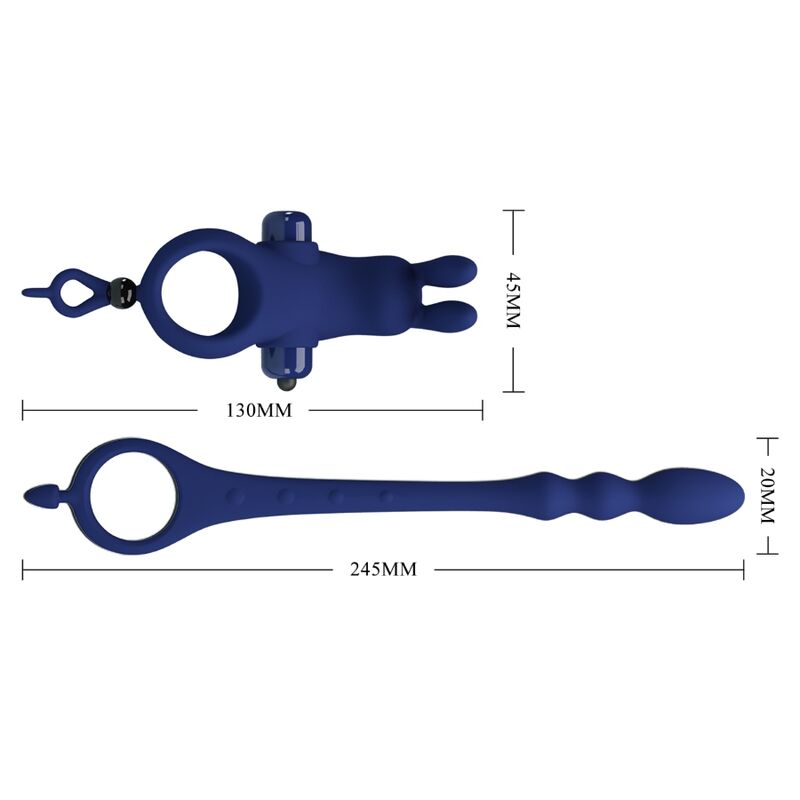 PRETTY LOVE - AYAD RABBIT VIBRATOR RING WITH PLUG BLUE - Amore24