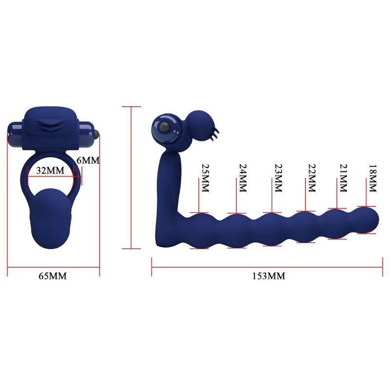 PRETTY LOVE - AJMAL VIBRATING RING WITH PLUG BLUE - Amore24