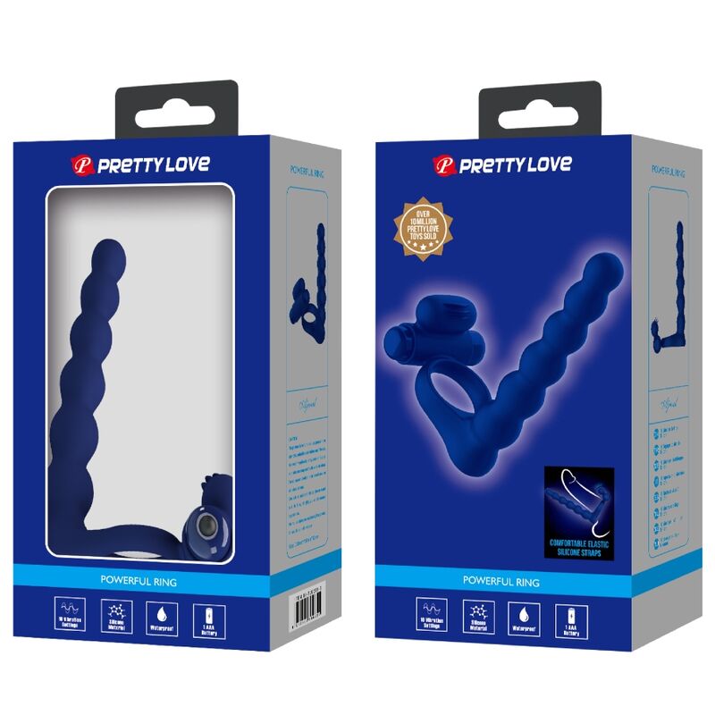 PRETTY LOVE - AJMAL VIBRATING RING WITH PLUG BLUE - Amore24