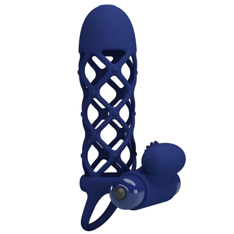 PRETTY LOVE - GIANN VIBRATOR RING WITH SILICONE SHEATH BLUE - Amore24