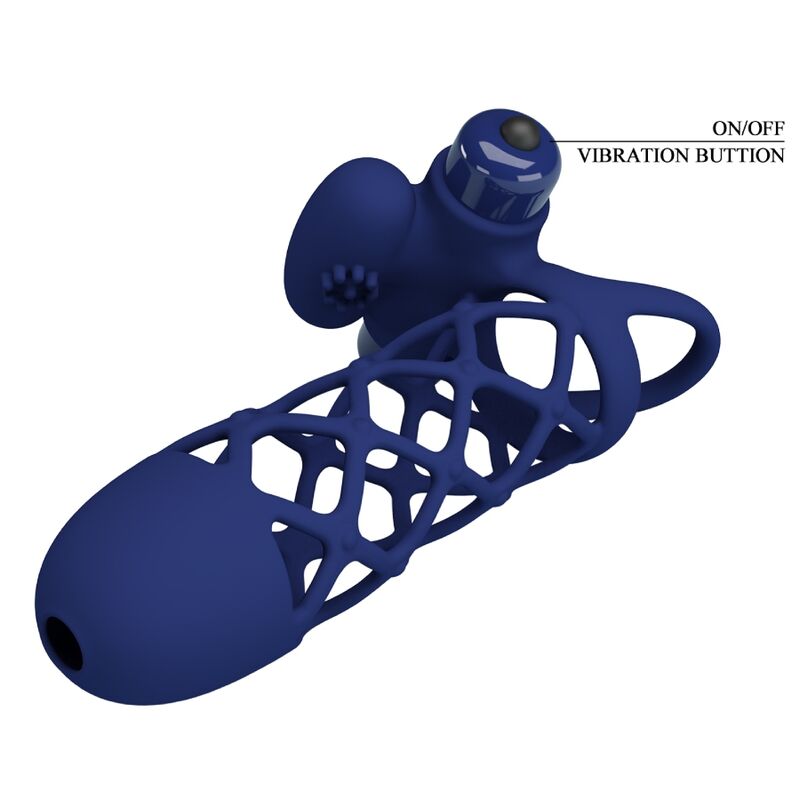 PRETTY LOVE - GIANN VIBRATOR RING WITH SILICONE SHEATH BLUE - Amore24