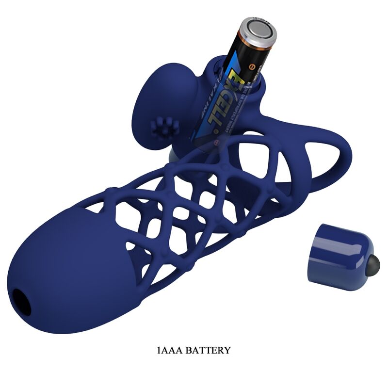 PRETTY LOVE - GIANN VIBRATOR RING WITH SILICONE SHEATH BLUE - Amore24