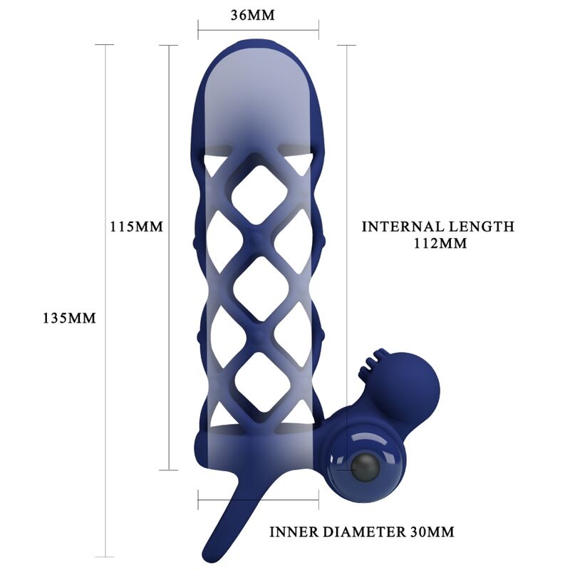 PRETTY LOVE - GIANN VIBRATOR RING WITH SILICONE SHEATH BLUE - Amore24