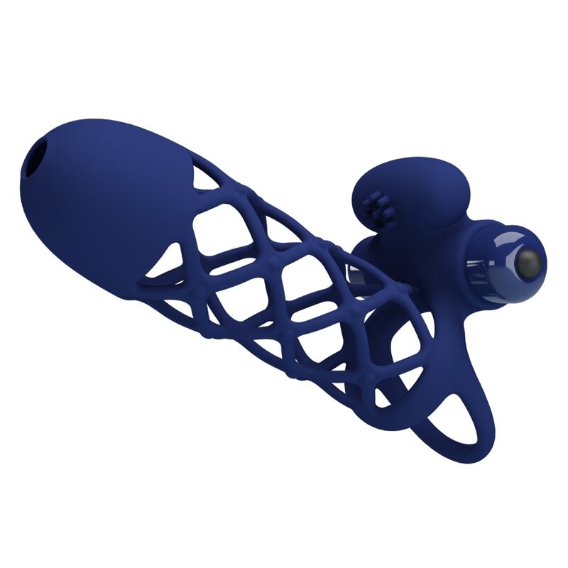 PRETTY LOVE - GIANN VIBRATOR RING WITH SILICONE SHEATH BLUE - Amore24