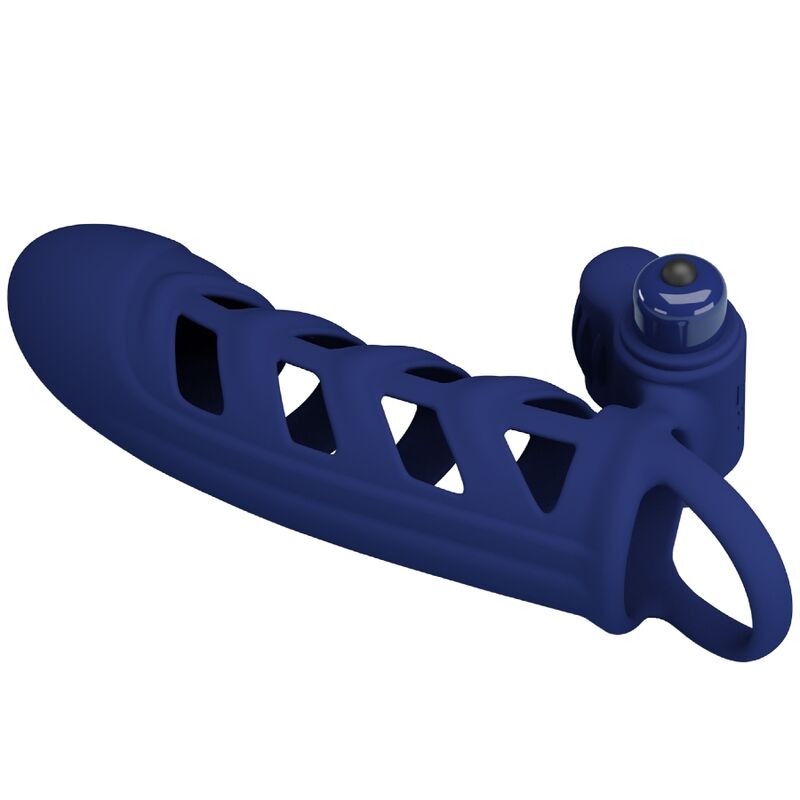 PRETTY LOVE - ALTAF VIBRATOR RING WITH SILICONE SHEATH BLUE - Amore24