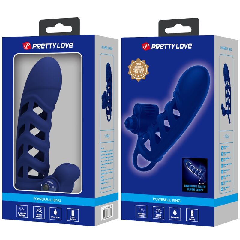 PRETTY LOVE - ALTAF VIBRATOR RING WITH SILICONE SHEATH BLUE - Amore24
