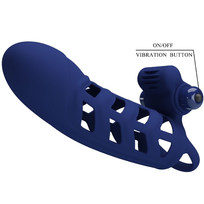 PRETTY LOVE - ALTAF VIBRATOR RING WITH SILICONE SHEATH BLUE - Amore24