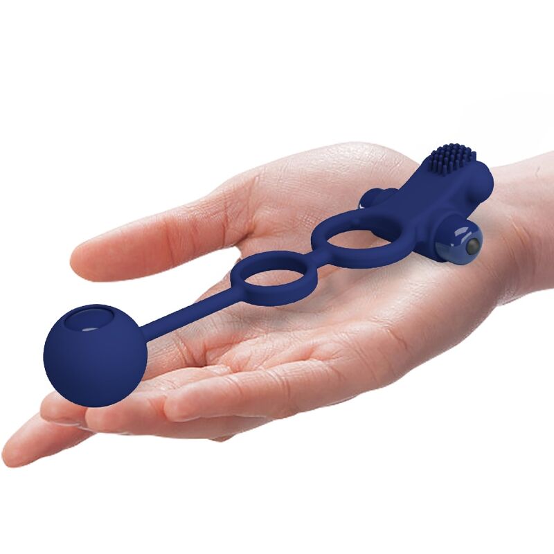 PRETTY LOVE - REMINGTON DOUBLE VIBRATING RING WITH PLUG BLUE - Amore24
