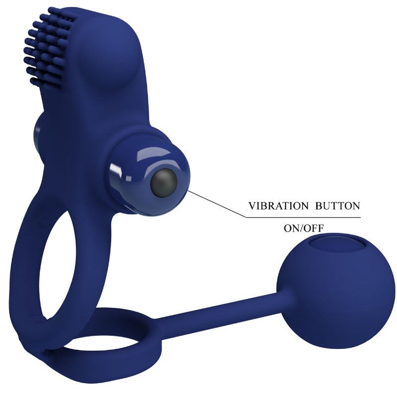 PRETTY LOVE - REMINGTON DOUBLE VIBRATING RING WITH PLUG BLUE - Amore24