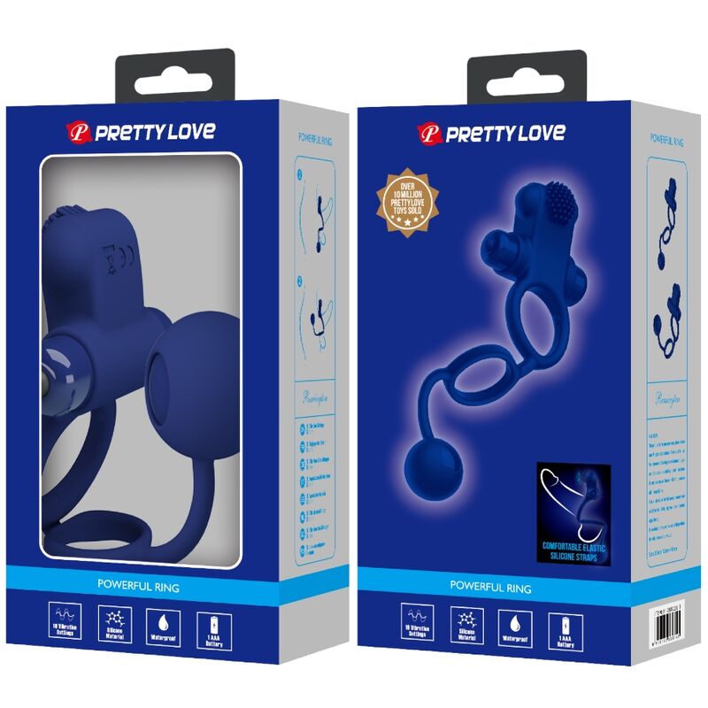 PRETTY LOVE - REMINGTON DOUBLE VIBRATING RING WITH PLUG BLUE - Amore24