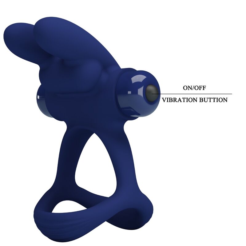 PRETTY LOVE - FRANCISCO DOUBLE VIBRATING RING RABBIT BLUE - Amore24
