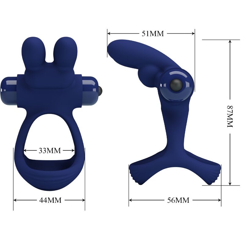 PRETTY LOVE - FRANCISCO DOUBLE VIBRATING RING RABBIT BLUE - Amore24