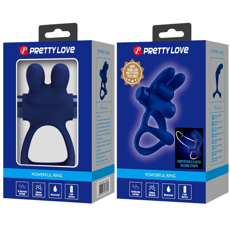 PRETTY LOVE - FRANCISCO DOUBLE VIBRATING RING RABBIT BLUE - Amore24