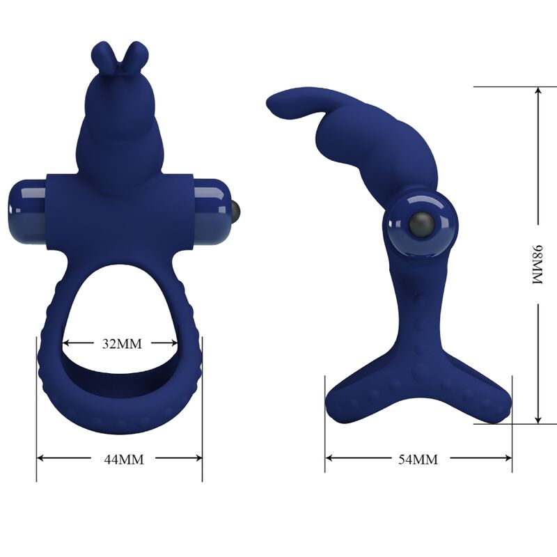PRETTY LOVE - LUCHITO DOUBLE VIBRATING RING RABBIT BLUE - Amore24