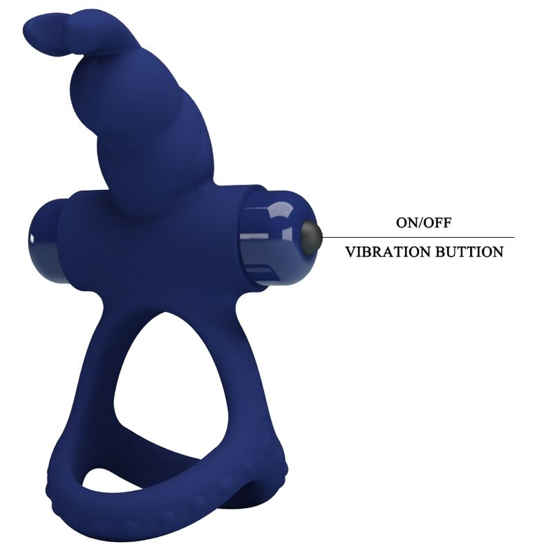 PRETTY LOVE - LUCHITO DOUBLE VIBRATING RING RABBIT BLUE - Amore24