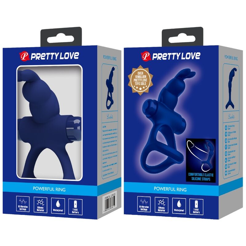 PRETTY LOVE - LUCHITO DOUBLE VIBRATING RING RABBIT BLUE - Amore24