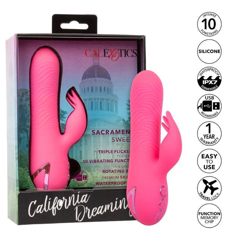 CALEXOTICS - SACRAMENTO SWEETIE VIBRATOR RABBIT PINK BY CALIFORNIA DREAMING - Amore24