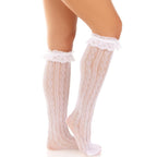 LEG AVENUE - KNEE - HIGH SOCKS WITH RUFFLES WHITE - Amore24