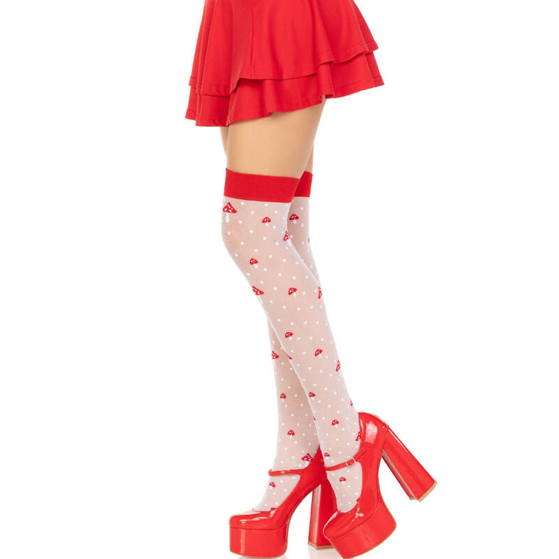 LEG AVENUE - MUSHROOM HIGH SOCKS RED/WHITE - Amore24