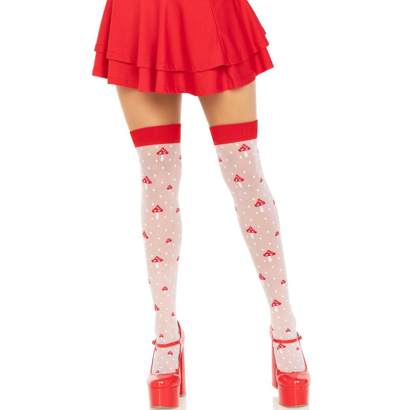 LEG AVENUE - MUSHROOM HIGH SOCKS RED/WHITE - Amore24