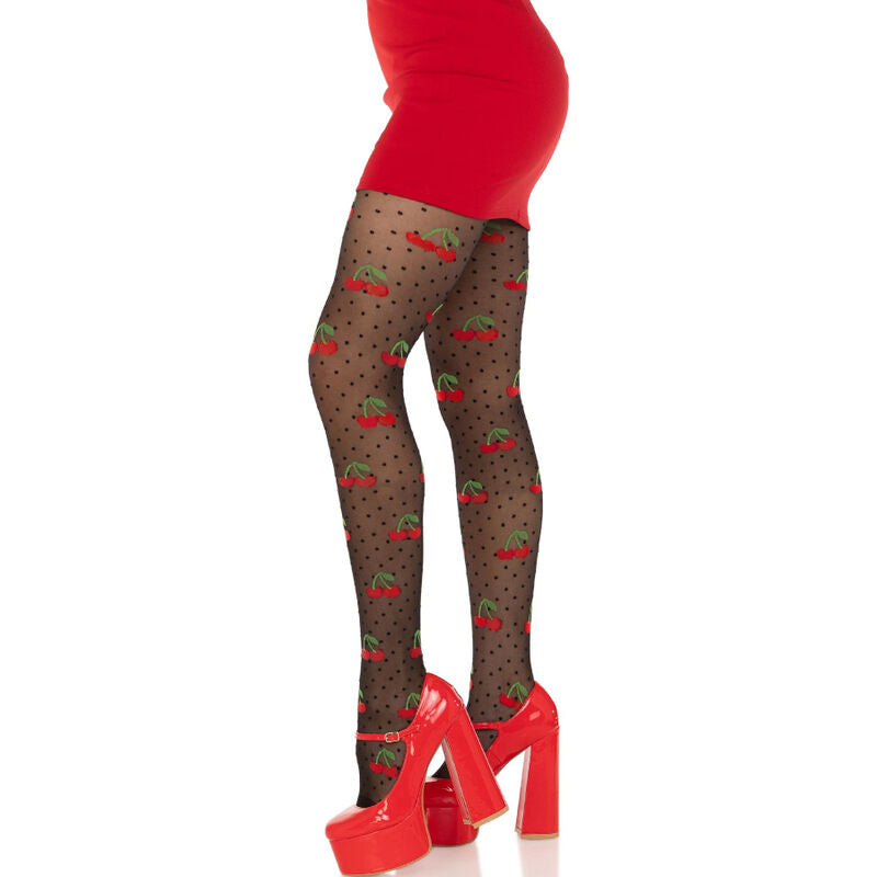 LEG AVENUE - BLACK CHERRY MOLES STOCKINGS - Amore24