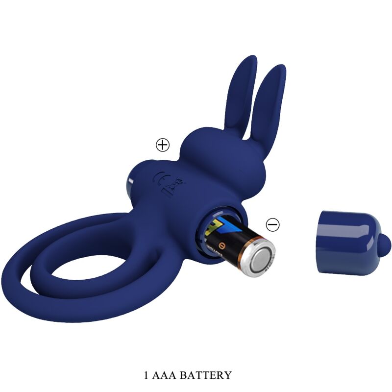 PRETTY LOVE - DAREY DOUBLE VIBRATING RING RABBIT BLUE - Amore24