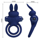 PRETTY LOVE - DAREY DOUBLE VIBRATING RING RABBIT BLUE - Amore24