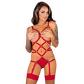 LIVCO CORSETTI FASHION - THIARA LC 20213 SET BODY + STOCKINGS RED L/XL - Amore24