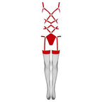 LIVCO CORSETTI FASHION - THIARA LC 20213 SET BODY + STOCKINGS RED L/XL - Amore24