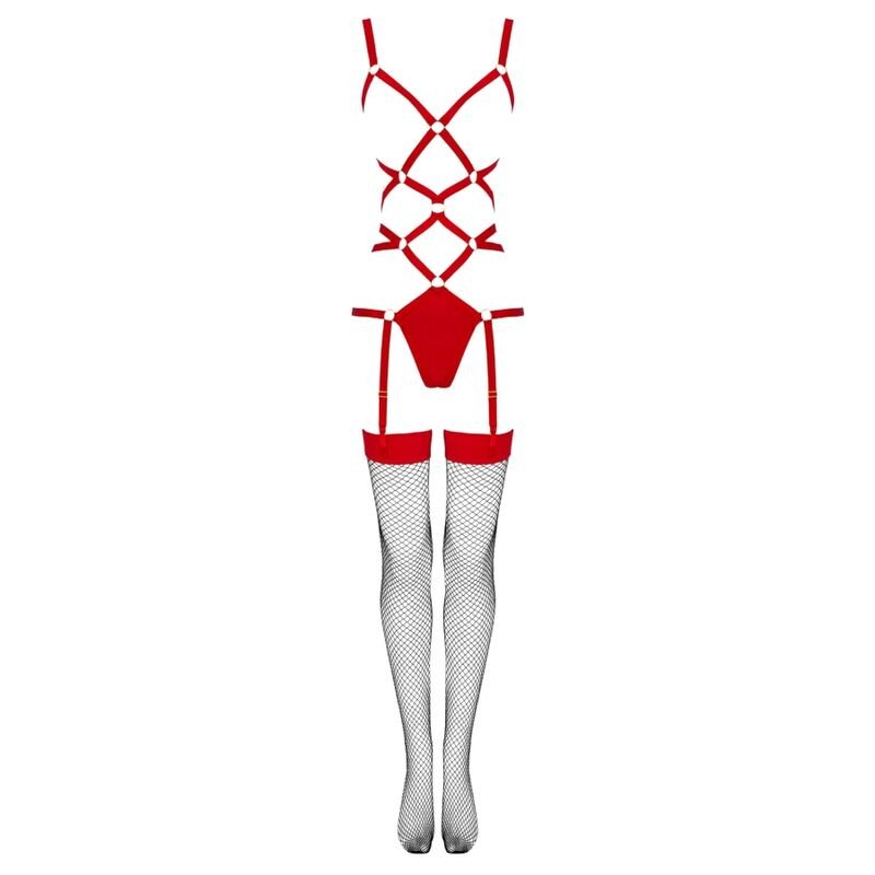 LIVCO CORSETTI FASHION - THIARA LC 20213 SET BODY + STOCKINGS RED L/XL - Amore24