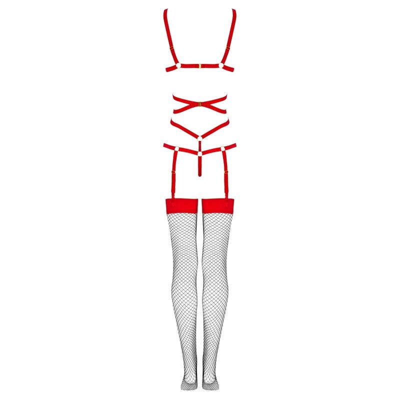 LIVCO CORSETTI FASHION - THIARA LC 20213 SET BODY + STOCKINGS RED L/XL - Amore24