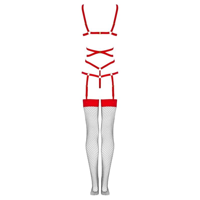 LIVCO CORSETTI FASHION - THIARA LC 20213 SET BODY + STOCKINGS RED L/XL - Amore24