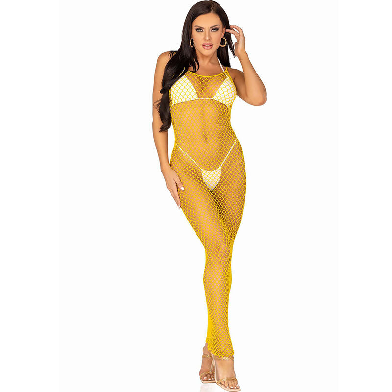 LEG AVENUE - LONG NET DRESS YELLOW ONE SIZE - Amore24