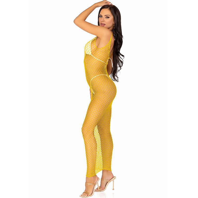LEG AVENUE - LONG NET DRESS YELLOW ONE SIZE - Amore24