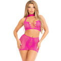 LEG AVENUE - BLACK OPEN LACE TOP & SKIRT - Amore24