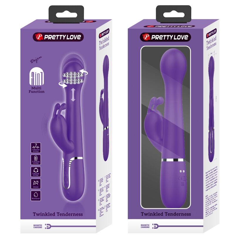 PRETTY LOVE - DEJON RABBIT VIBRATOR 3 IN 1 MULTIFUNCTION PURPLE - Amore24