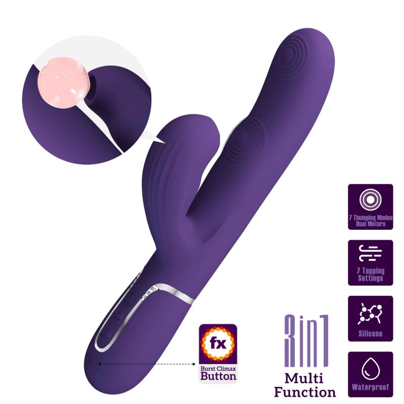 PRETTY LOVE - PERLITA G-SPOT VIBRATOR 3 IN 1 MULTIFUNCTION PURPLE - Amore24