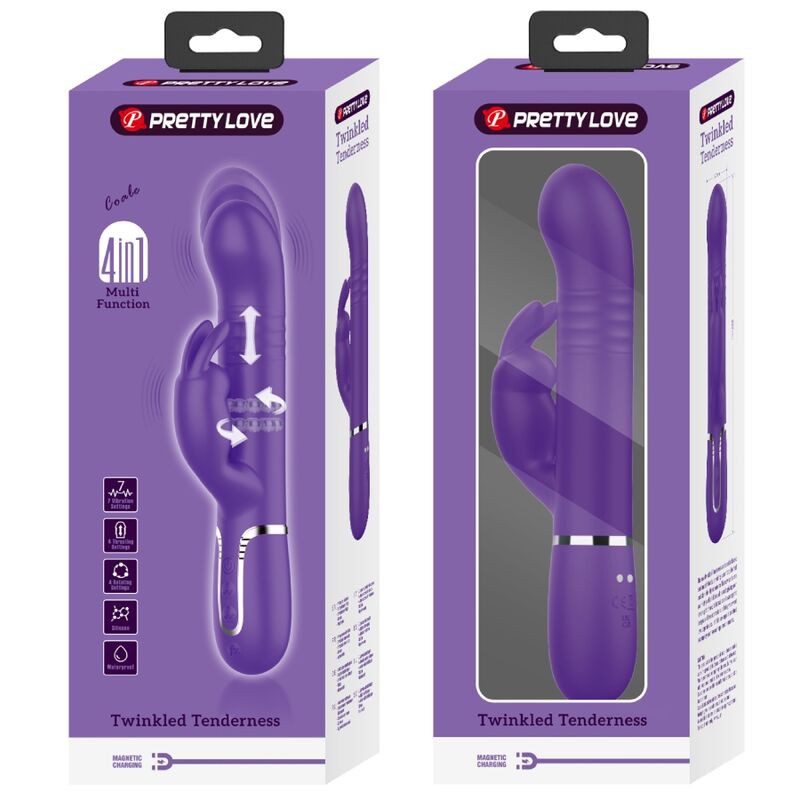 PRETTY LOVE - COALE RABBIT VIBRATOR 4 IN 1 PURPLE - Amore24